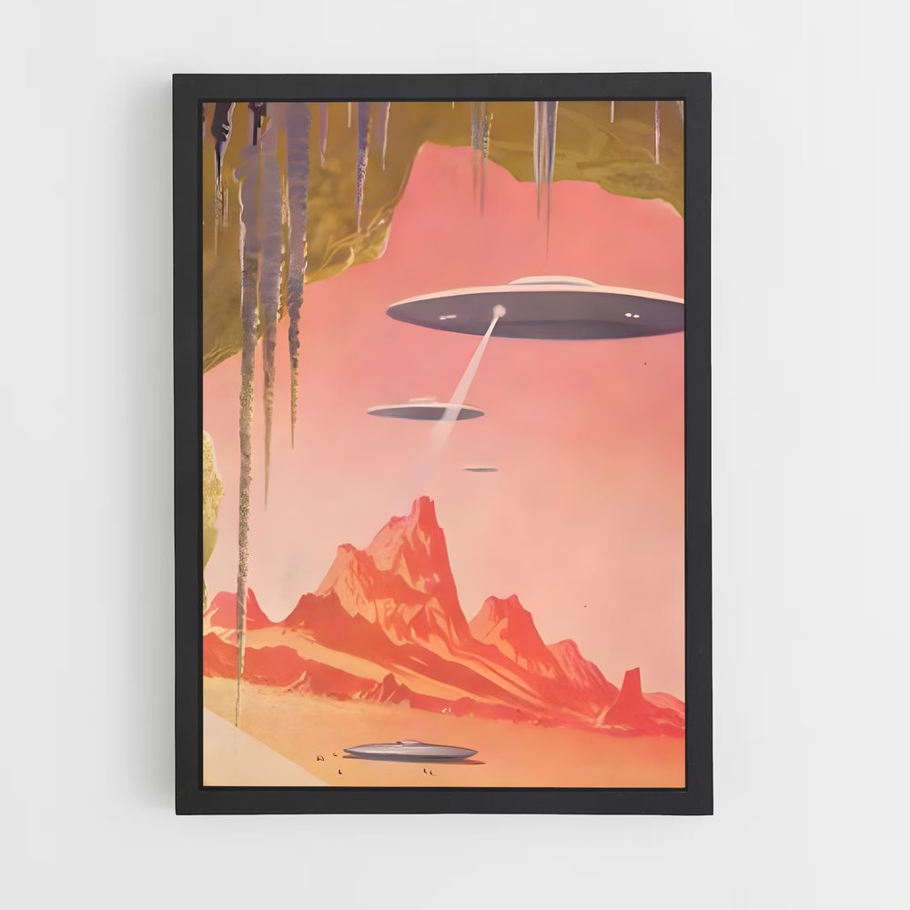Poster Soucoupes Volantes au Sommet – affiche Espace rétro (vue 2)